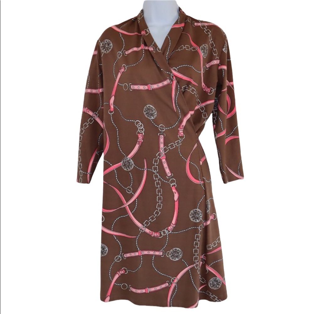 Melly M dress Equestrian Print Faux Wrap S